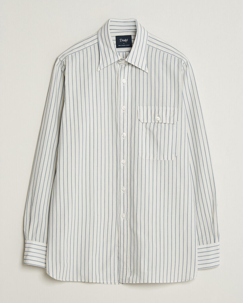 Drake's One Pocket Halo Stripe Shirt White – Blanco