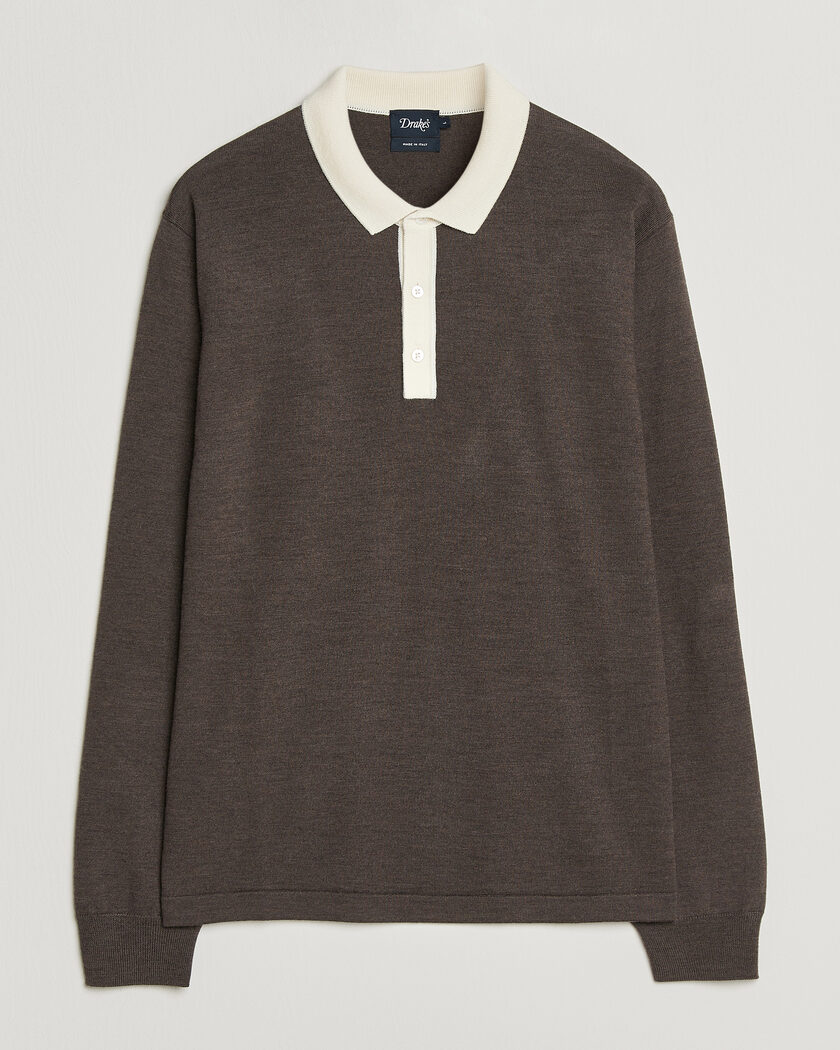 Drake's Solid Knitted Rugby Brown – Marrón