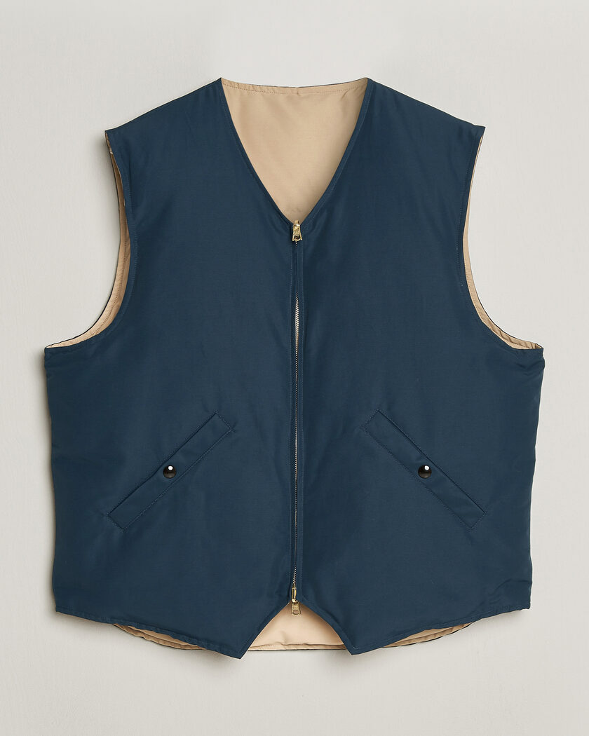 Drake's Reversible Down Vest Petrol/Ecru – Azul
