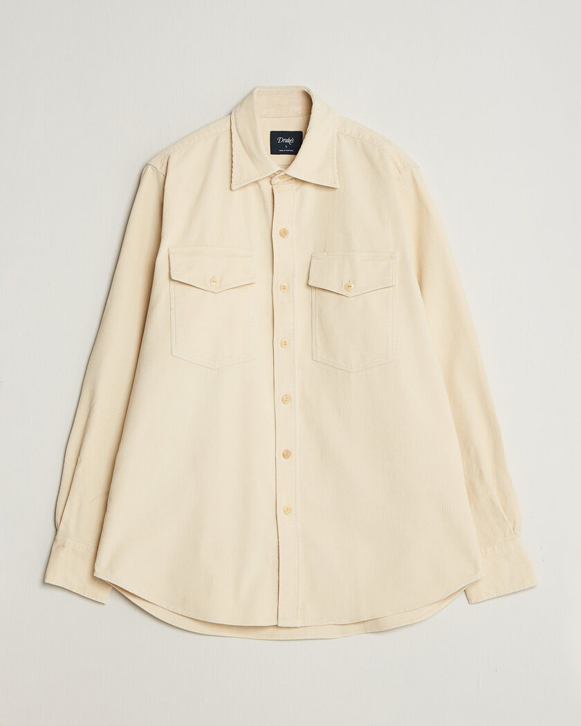 Drake's Two Pocket Corduroy Shirt Ecru – Blanco