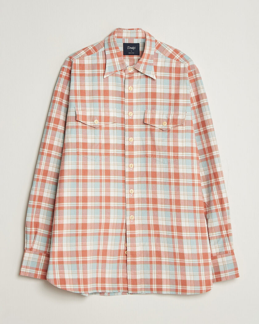 Drake's Two Pocket Check Shirt Pink/Blue – Multicolor