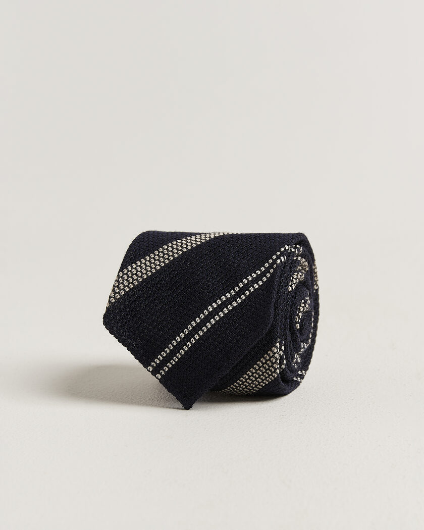 Drake's Striped Grenadine Tie Navy/White – Azul