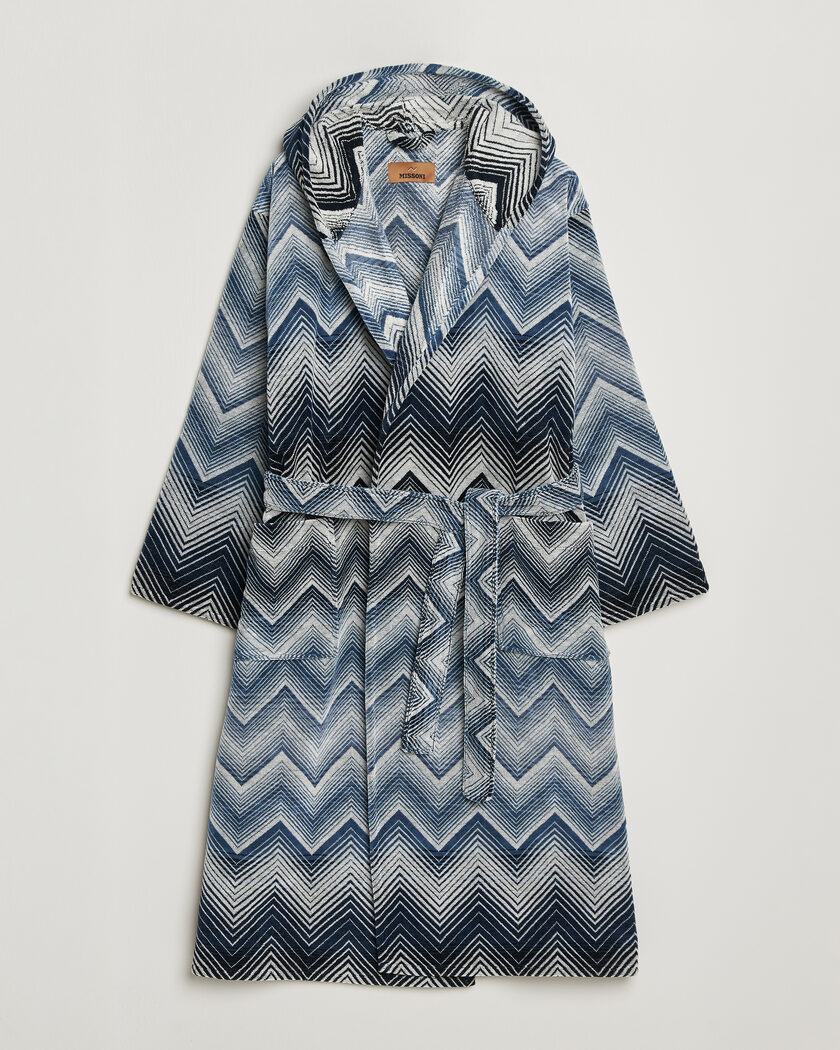  Missoni Home Marea Hooded Bathrobe Multi Blue – Azul