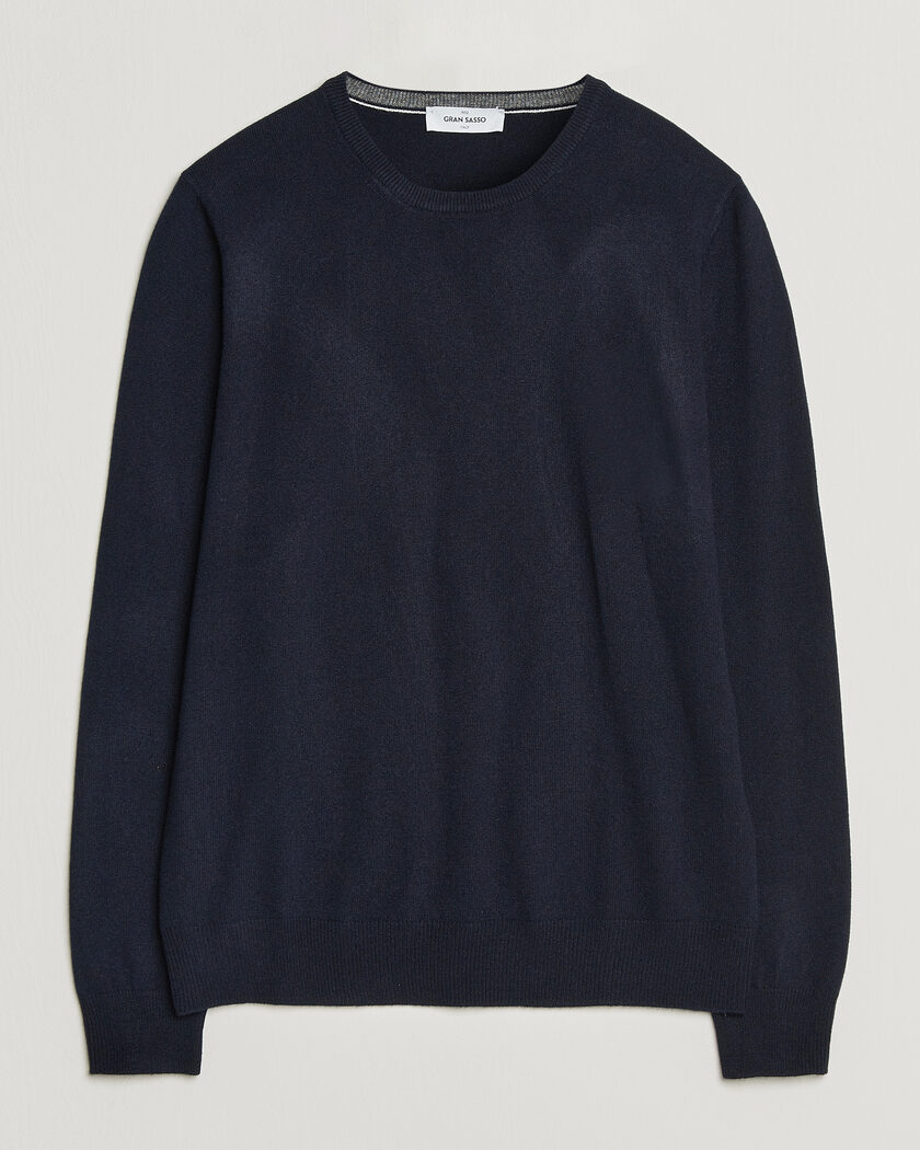 Gran Sasso Wool/Cashmere Crew Neck Navy – Azul