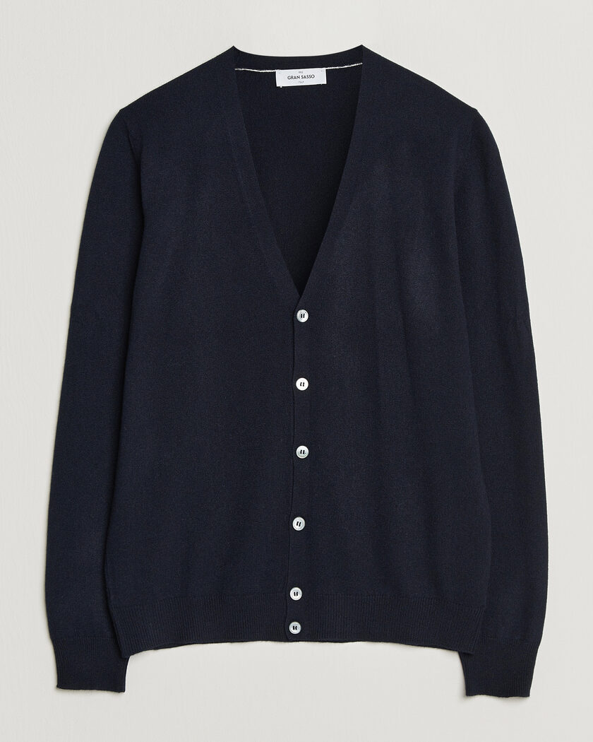 Gran Sasso Wool/Cashmere Cardigan Navy – Azul