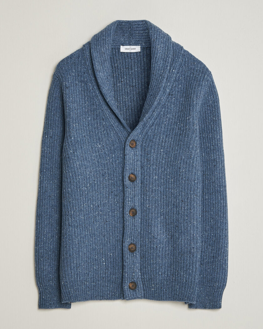 Gran Sasso Wool/Cashmere Donegal Cardigan Blue – Azul