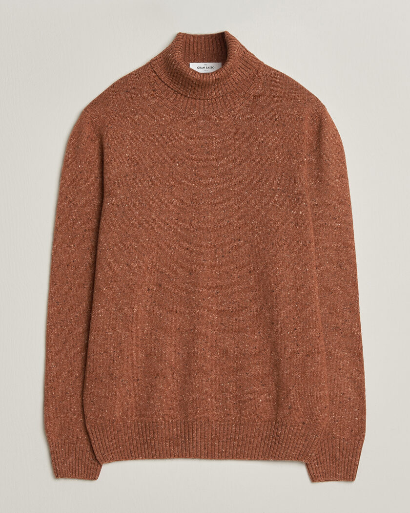 Gran Sasso Wool/Cashmere Donegal Rollneck Rust Orange – Naranja