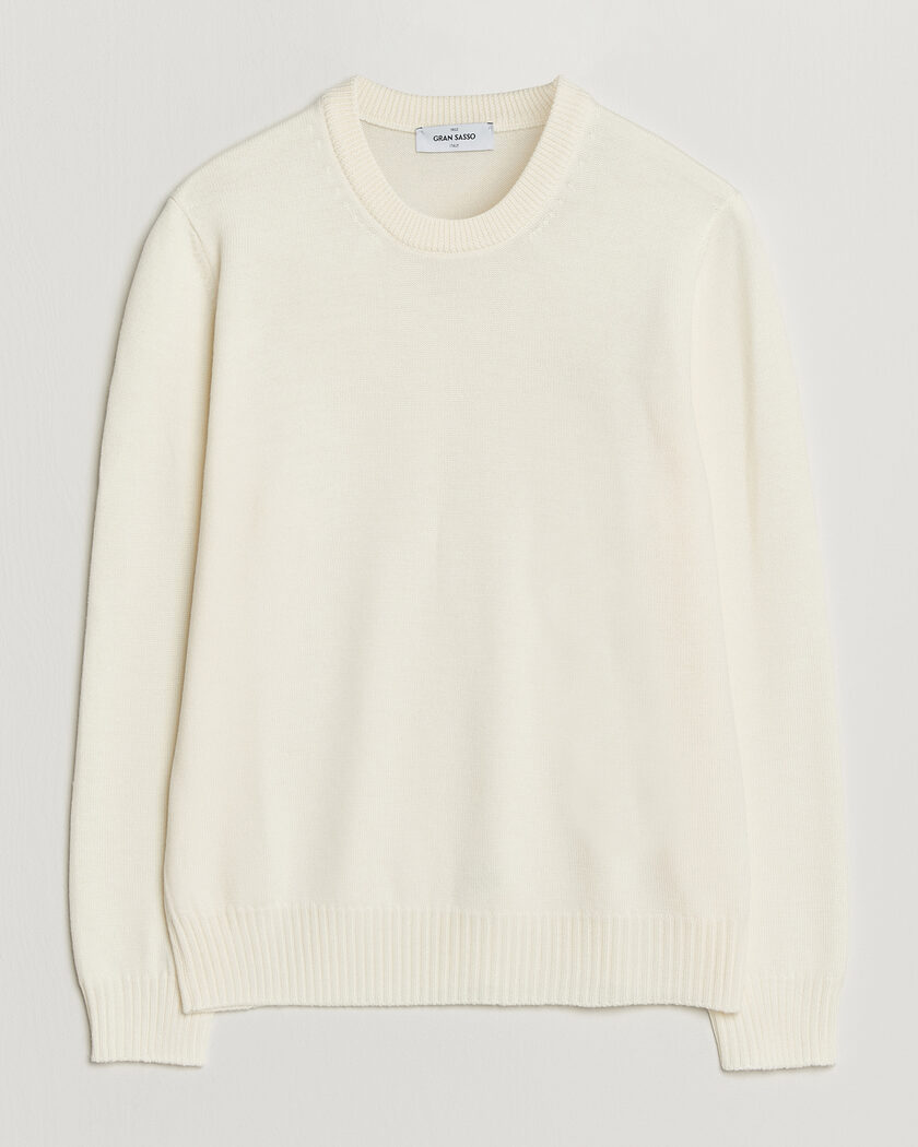 Gran Sasso Merino Knitted Crew Neck Cream – Blanco