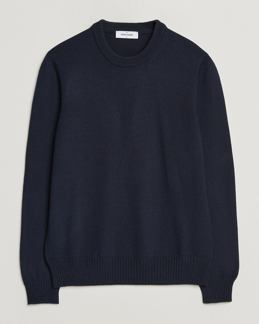 Gran Sasso Merino Knitted Crew Neck Navy – Azul
