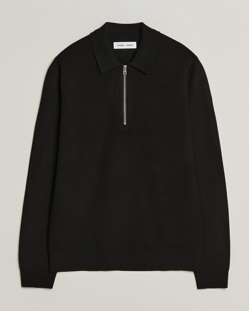 Samsøe Samsøe Matt Half Zip Polo Black – Negro