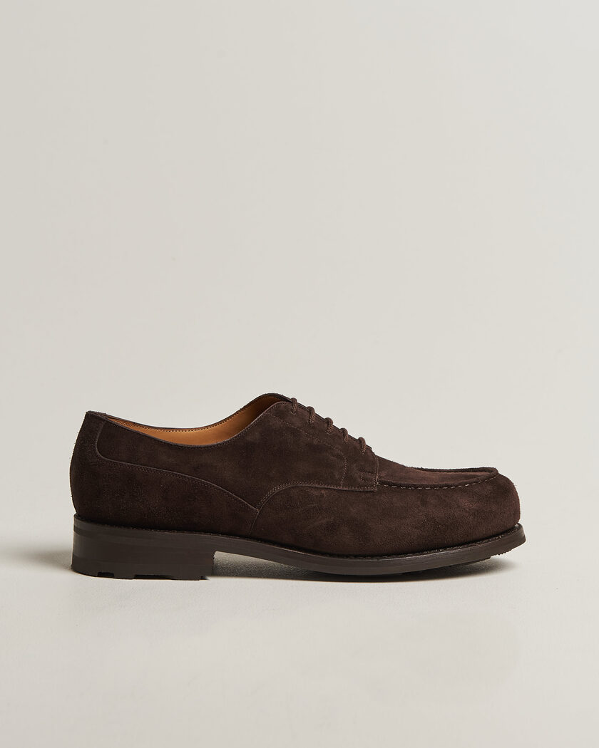 J.M. Weston Golf Derby Dark Brown Suede – Marrón