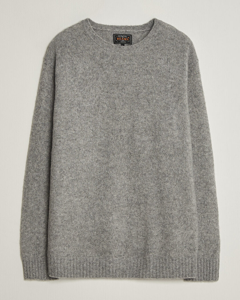 BEAMS PLUS Cashmere/Silk Crew Neck Grey Melange – Gris
