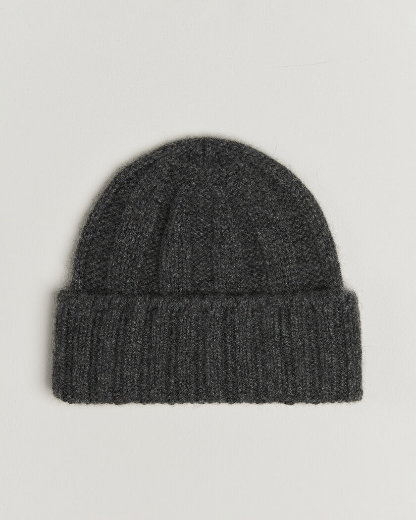 BEAMS PLUS Cashmere Rib Beanie Grey – Gris