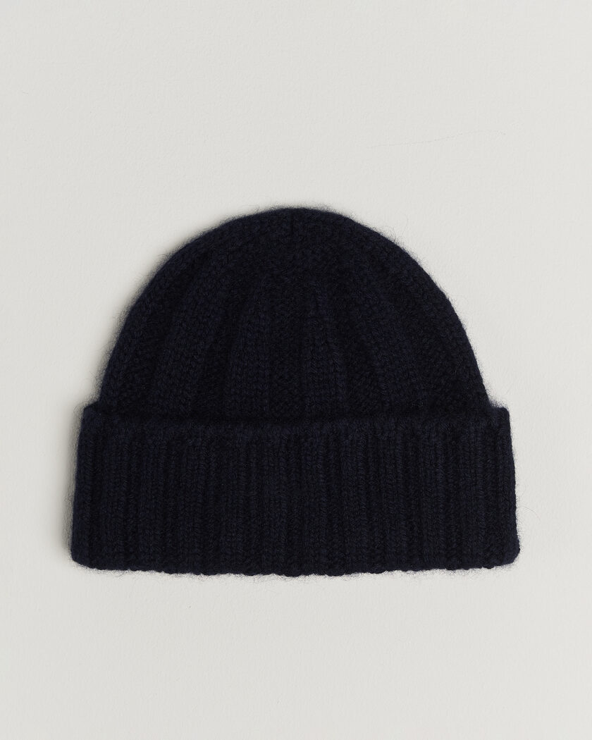 BEAMS PLUS Cashmere Rib Beanie Navy – Azul