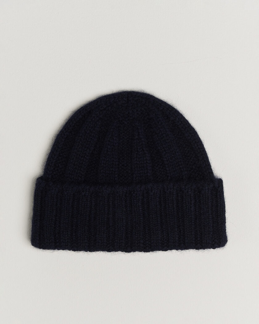 BEAMS PLUS Cashmere Rib Beanie Navy – Azul