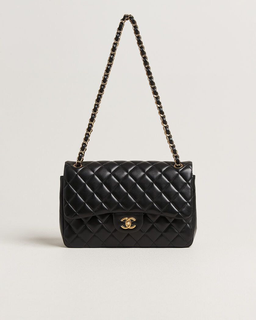 Chanel Pre-Owned Classic Jumbo Double Flap Bag Lambskin Black – Negro