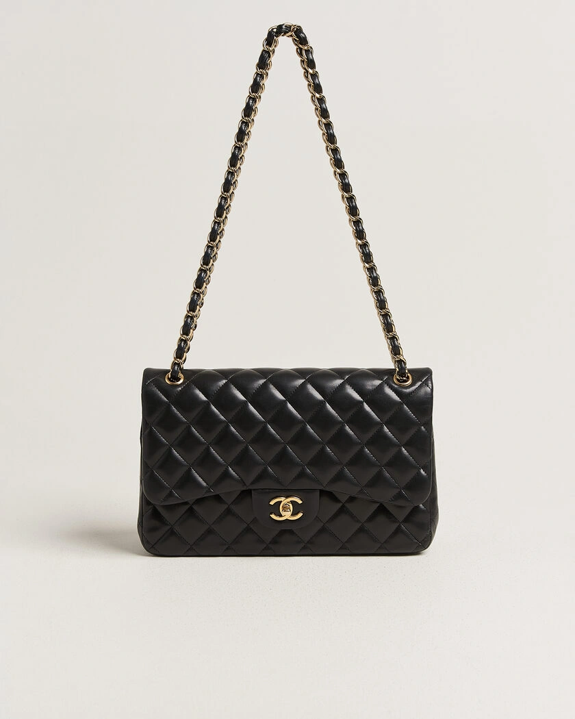 Chanel Pre-Owned Classic Jumbo Double Flap Bag Lambskin Black – Negro