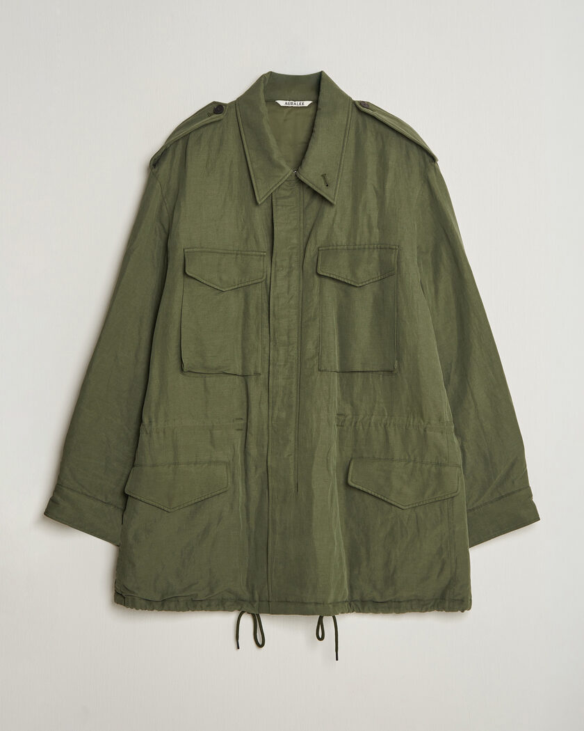 Auralee Brushed Padded Military Jacket Olive – Verde
