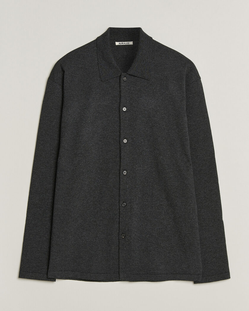Auralee High Twist Wool Knit Shirt Cardigan Charcoal – Gris