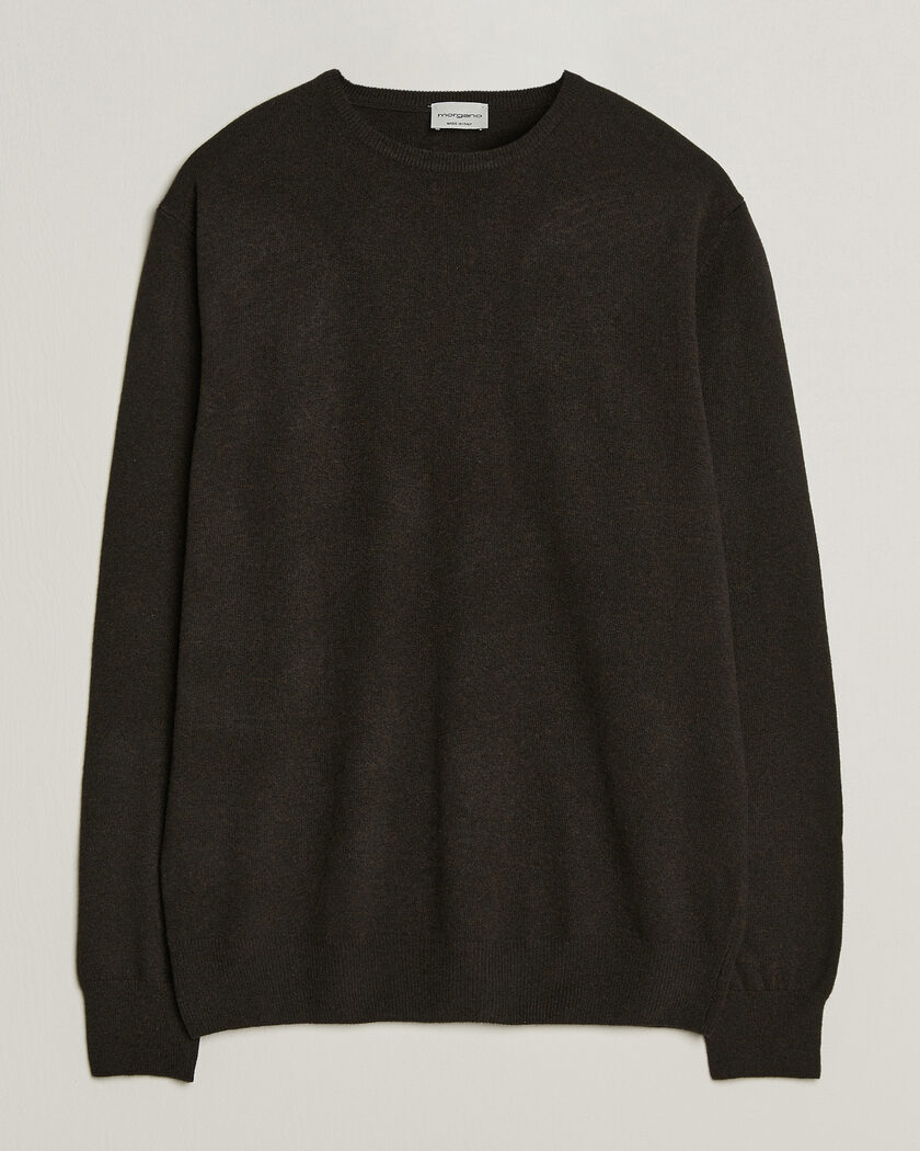 Morgano Wool/Cashmere Crewneck Dark Brown – Marrón