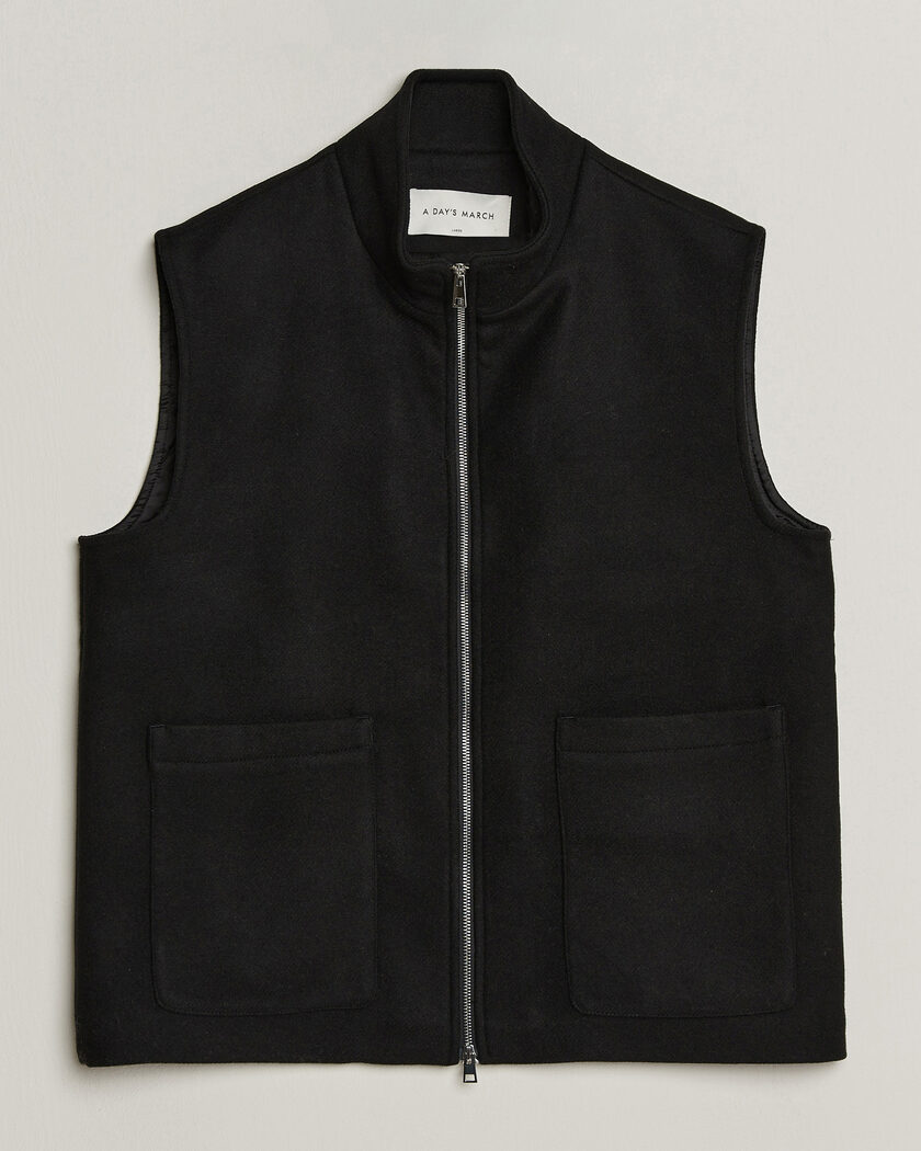 A Day's March Canora Lined Wool Vest Black – Negro