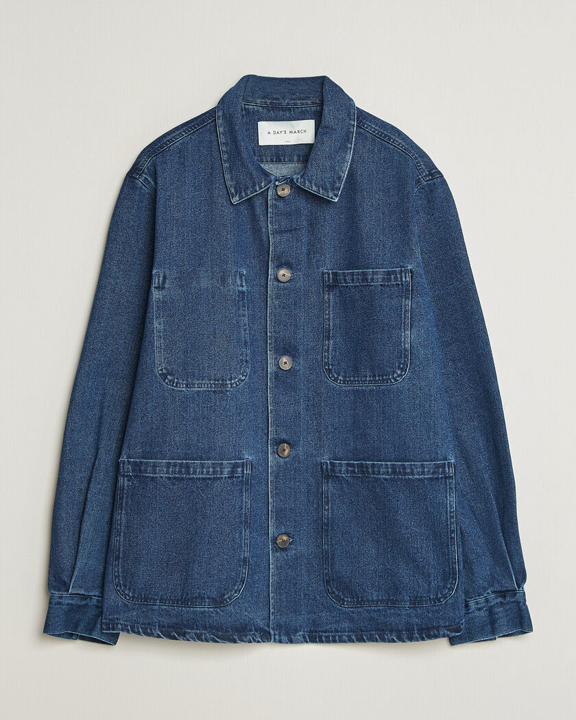 A Day's March Algot Denim Overshirt Dark Blue Wash – Azul