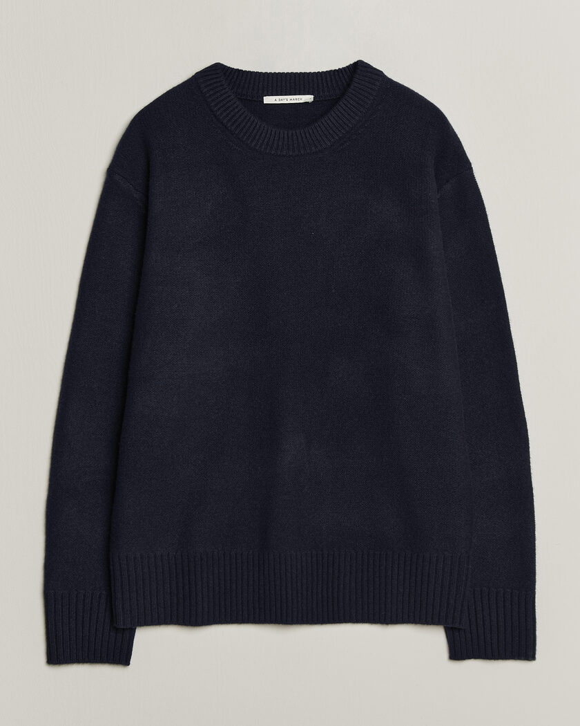 A Day's March Tietar Boiled Merino Sweater Navy – Azul
