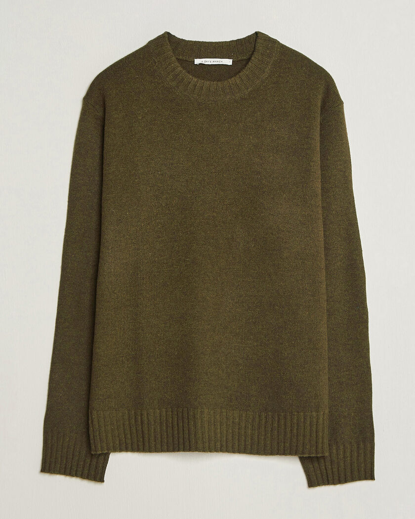 A Day's March Marlow Lambswool Sweater Forest Green – Verde