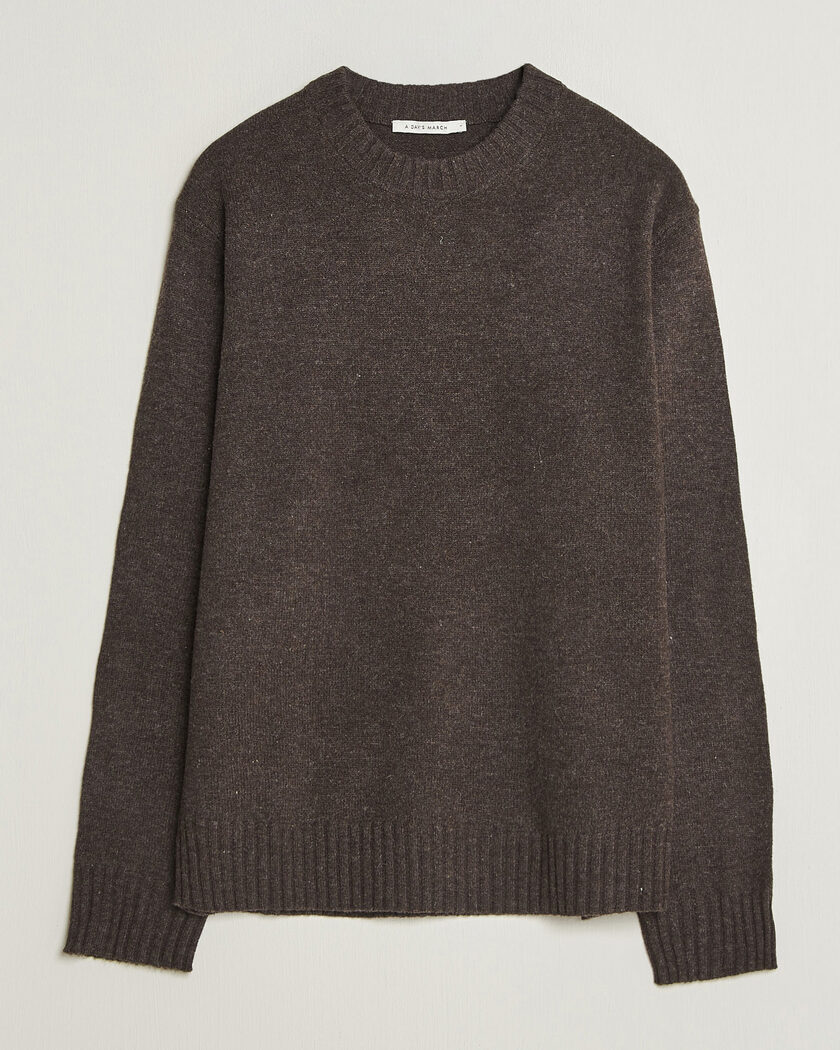  A Day's March Marlow Lambswool Sweater Dark Brown – Marrón