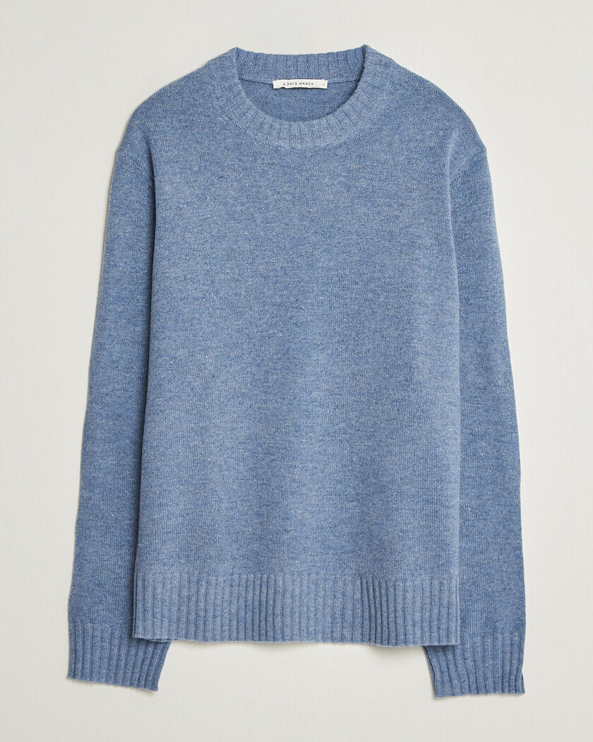 A Day's March Marlow Lambswool Sweater Misty Blue – Azul