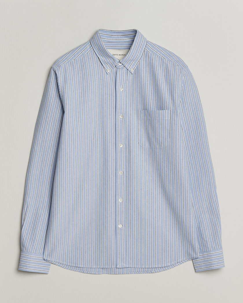 A Day's March Classic Flag Striped Oxford Shirt White/Blue/Black – Azul