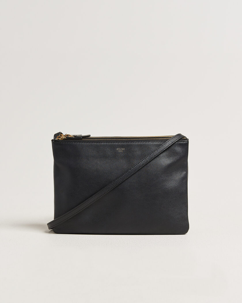 Celine Pre-Owned Trio Bag Medium Leather Black – Negro