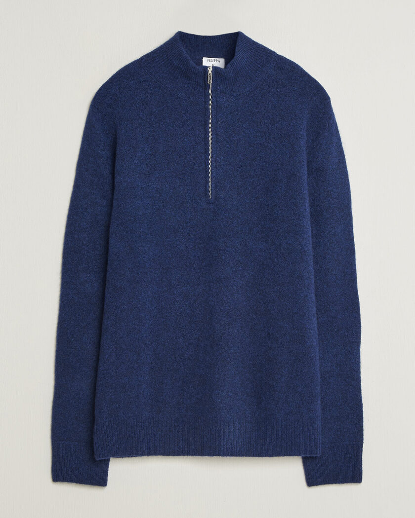 Filippa K Andrew Yak Knitted Half Zip Deep Blue – Azul