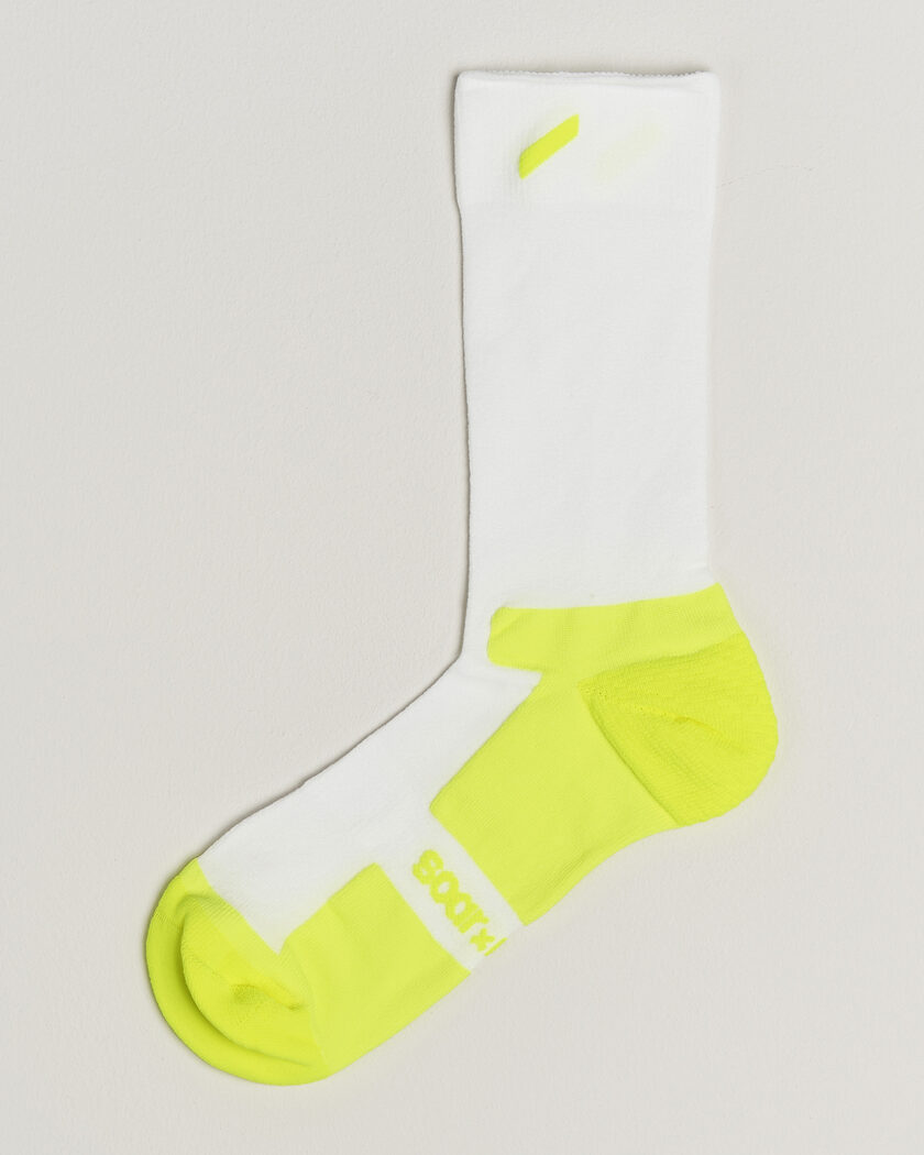 SOAR Running Crew Race Socks White/Fluro Yellow – Blanco