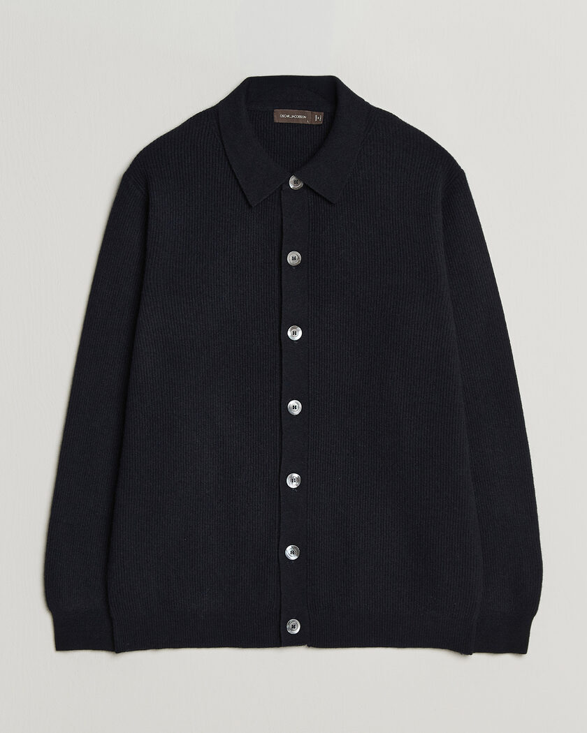 Oscar Jacobson Federico Wool/Cashmere Cardigan Navy – Azul