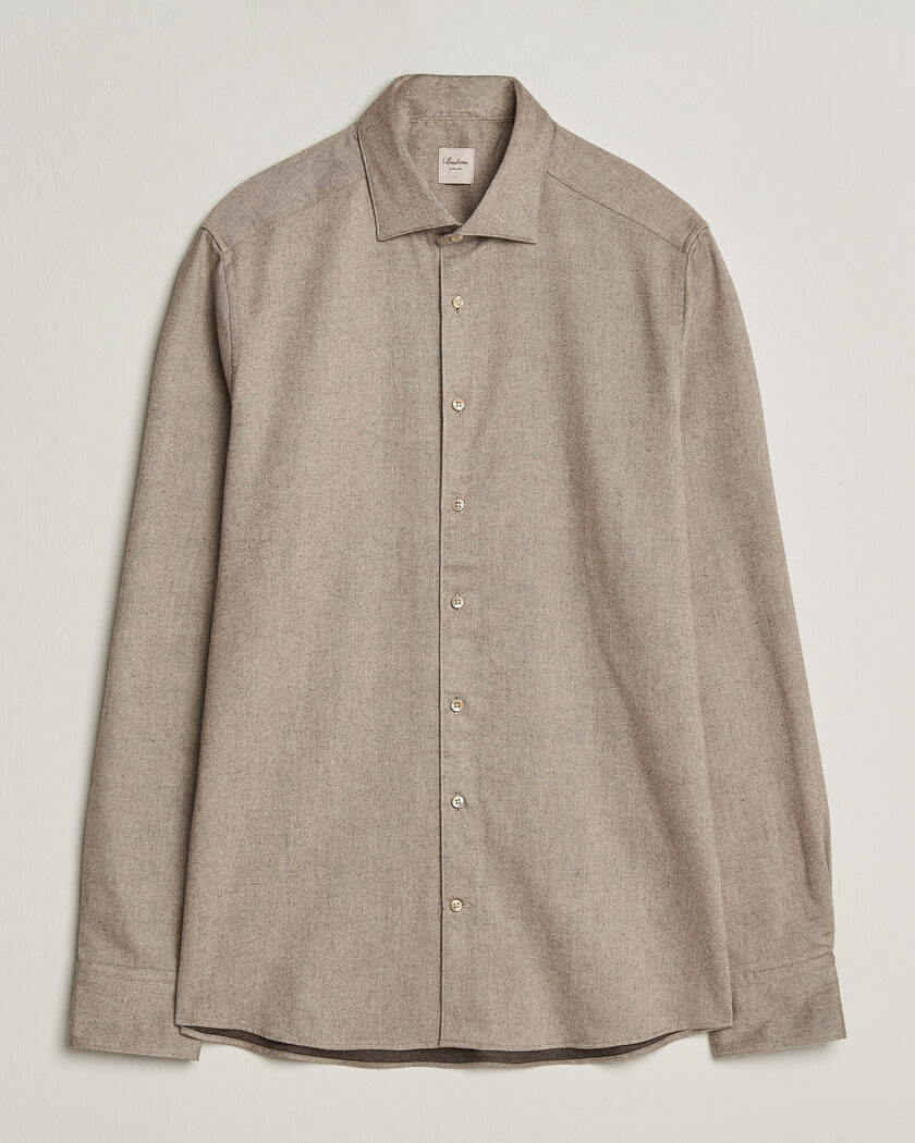 Stenströms Slimline Flannel Shirt Light Brown – Marrón