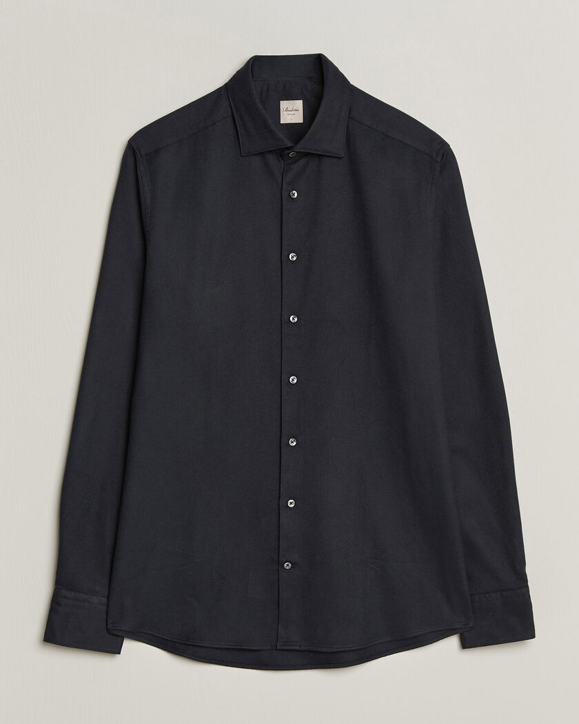 Stenströms Slimline Flannel Shirt Black – Negro