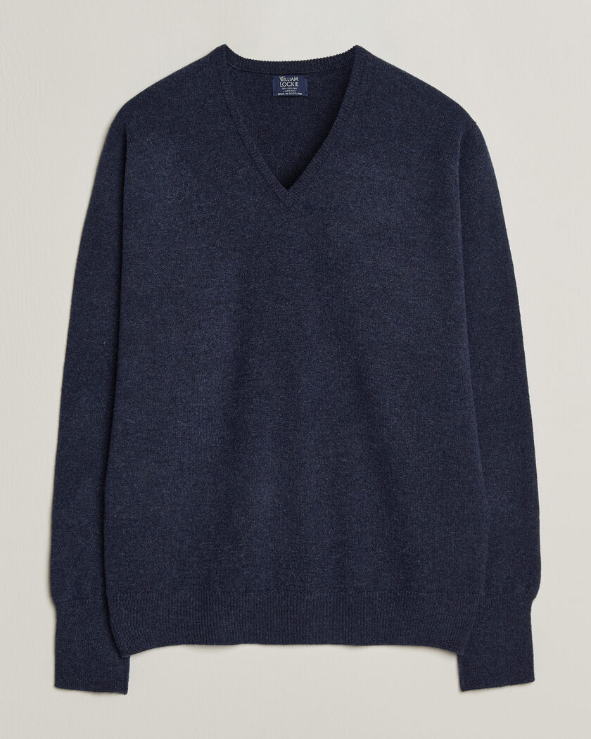 William Lockie Rob Lambswool V-Neck Astra – Azul
