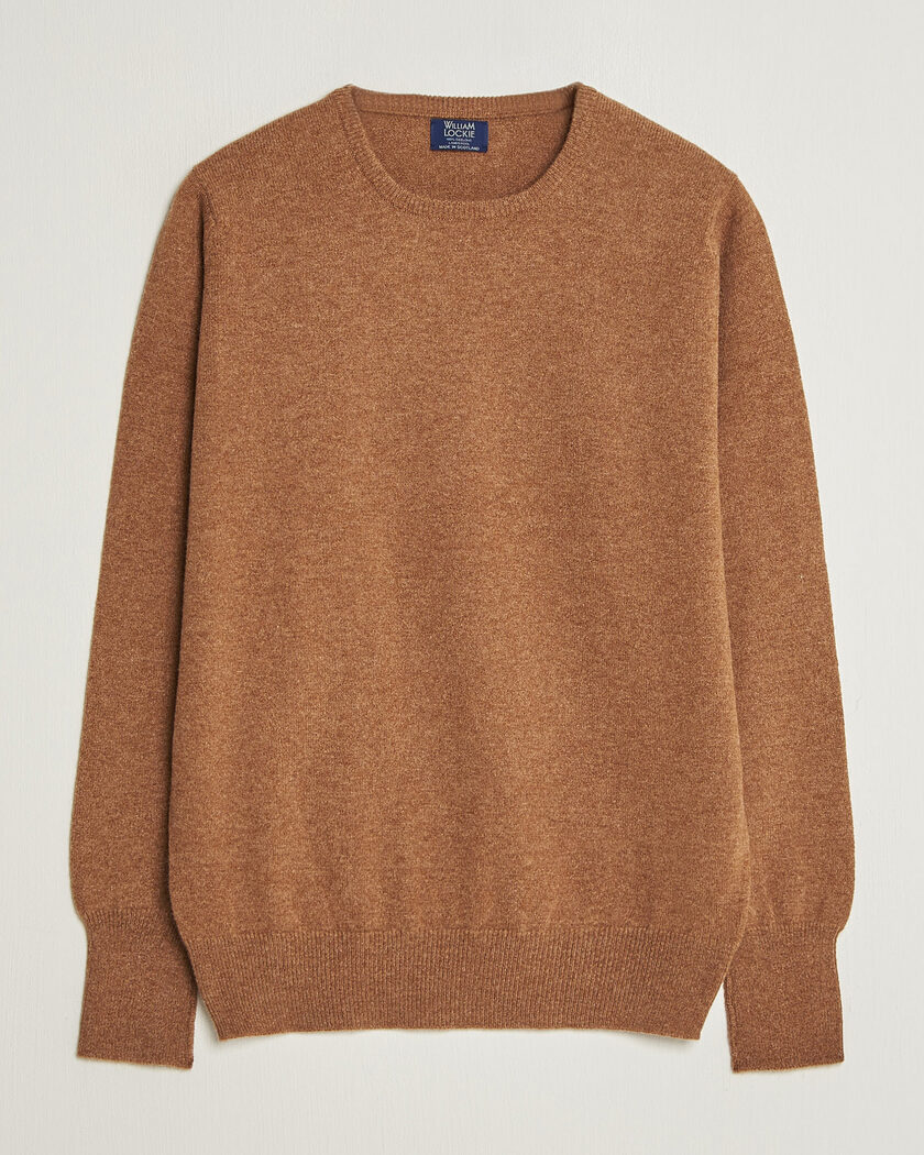 William Lockie Rob Lambswool Crewneck Driftwood – Marrón