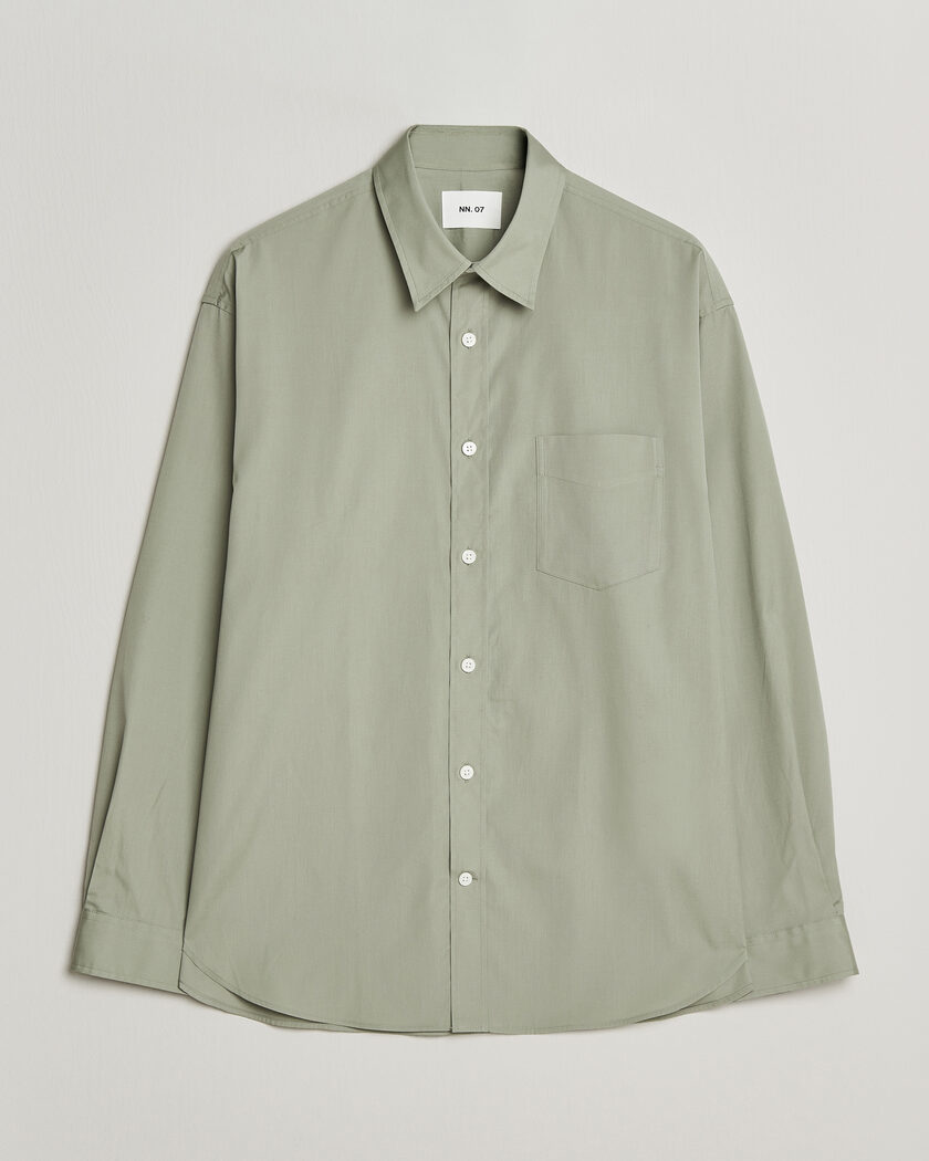 NN07 Skyler Relaxed Fit Supima Cotton Shirt Pale Green – Verde