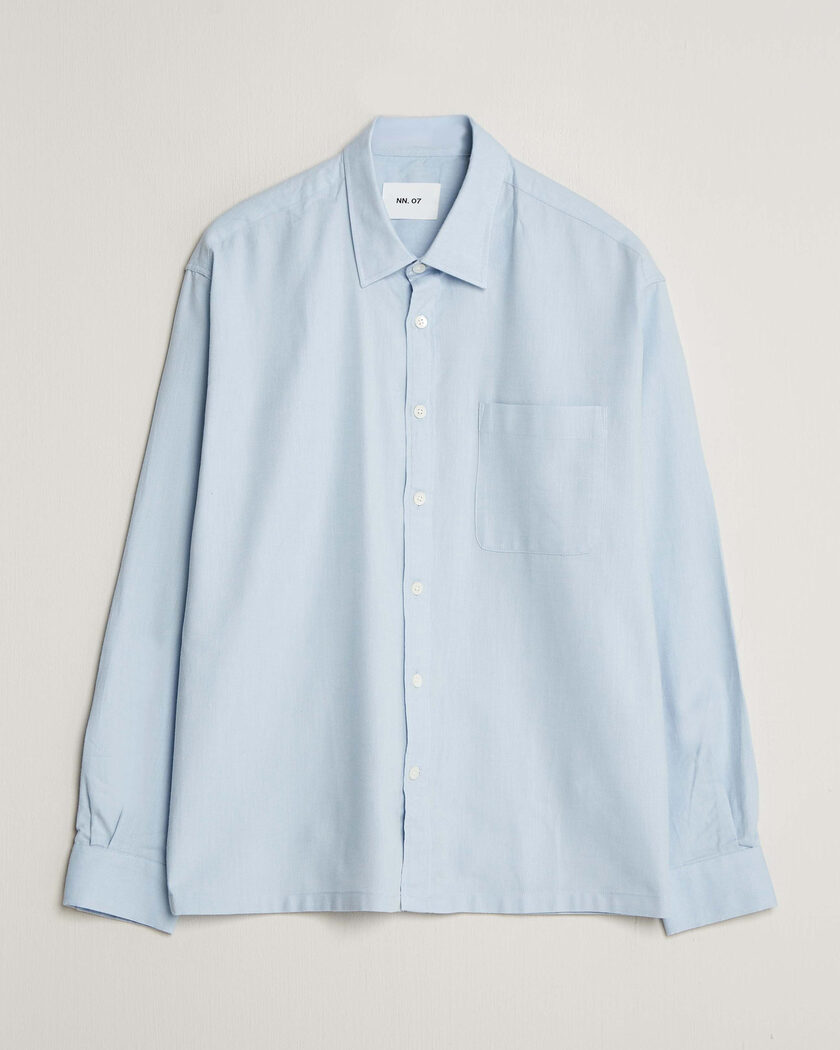 NN07 Deon Brushed Light Flannel Shirt Sky Mist – Azul