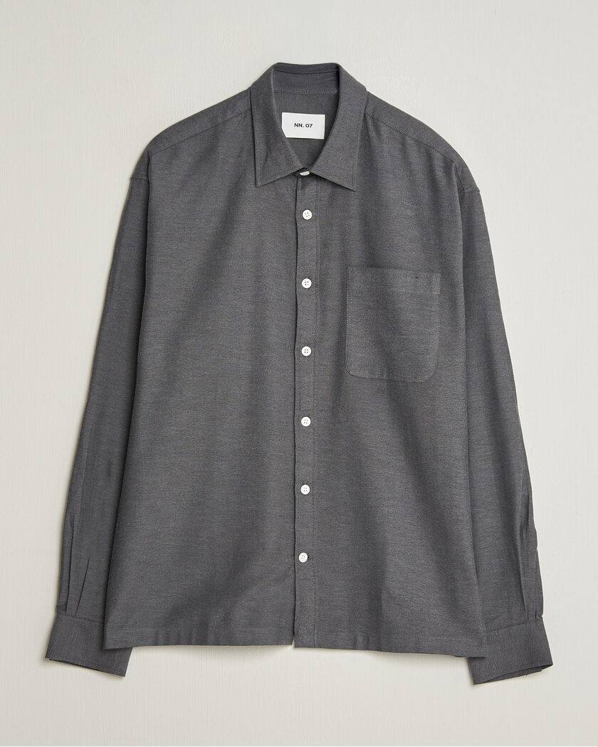 NN07 Deon Brushed Light Flannel Shirt Dark Grey – Gris
