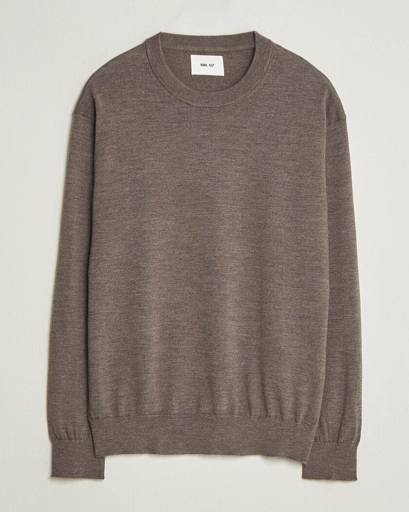 NN07 Nate Wool Knitted Crew Neck Mable Husk – Marrón
