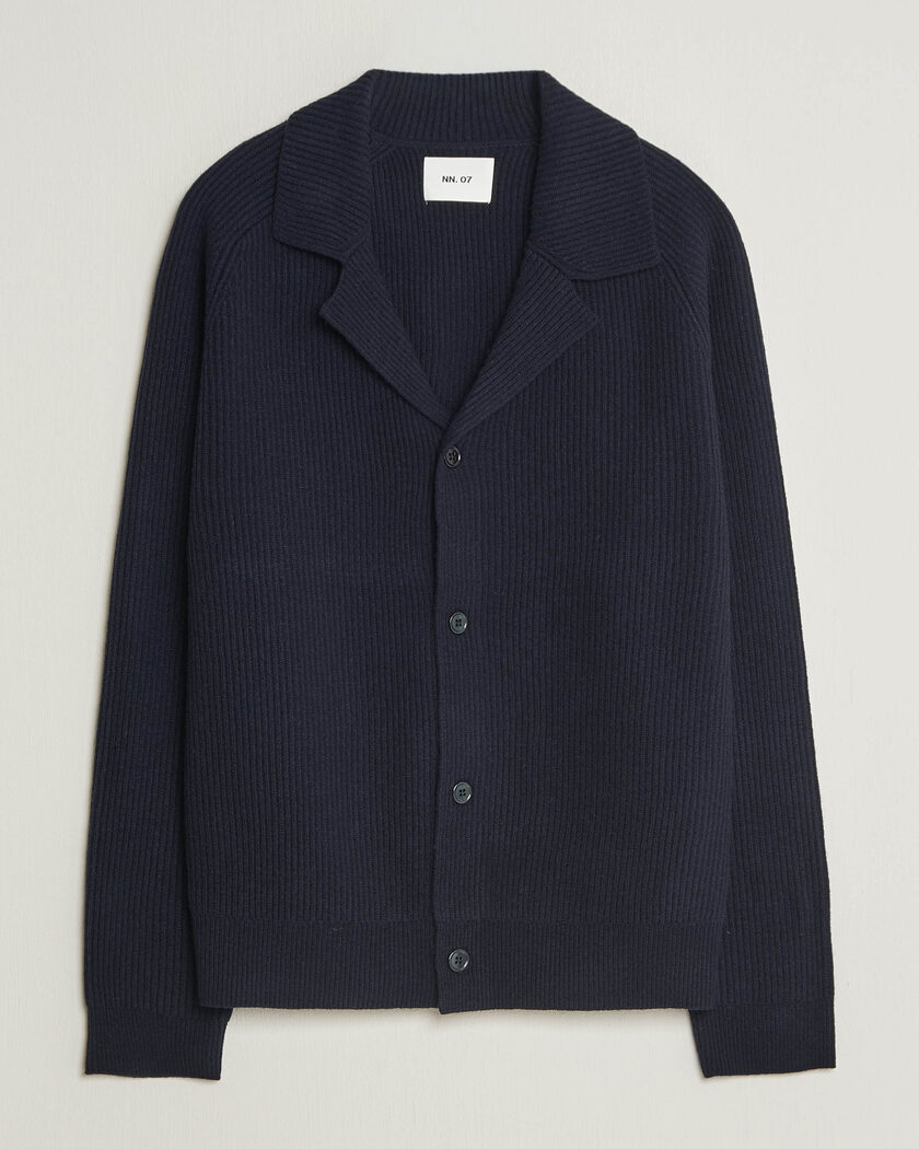NN07 Shane Wool Knitted Cardigan Navy Blue – Azul