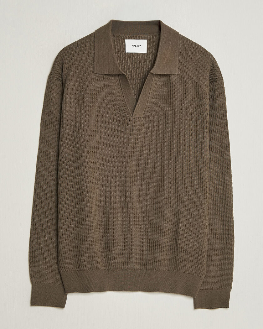 NN07 Nate Wool Knitted Polo Mable Husk – Marrón
