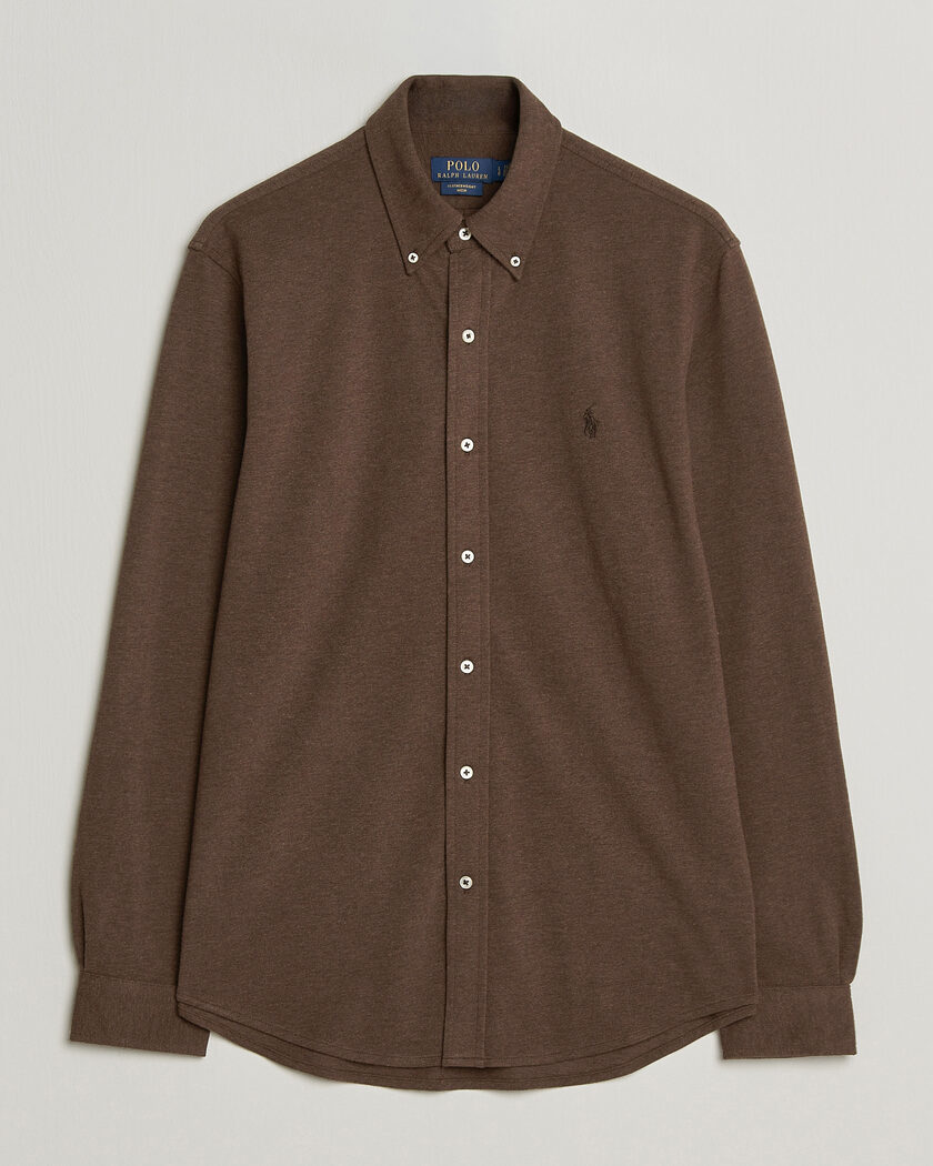 Polo Ralph Lauren Featherweight Mesh Shirt Nutmeg Brown Heather – Marrón