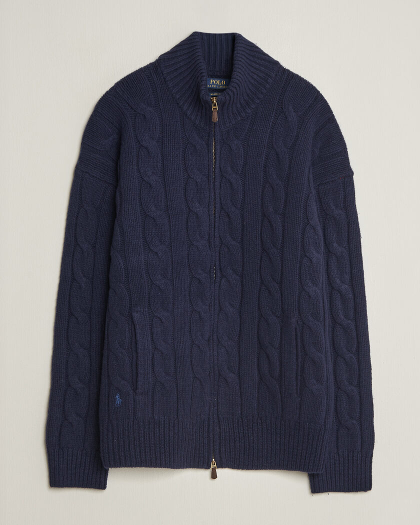 Polo Ralph Lauren Wool/Alpaca Cable Full-Zip Hunter Navy – Azul