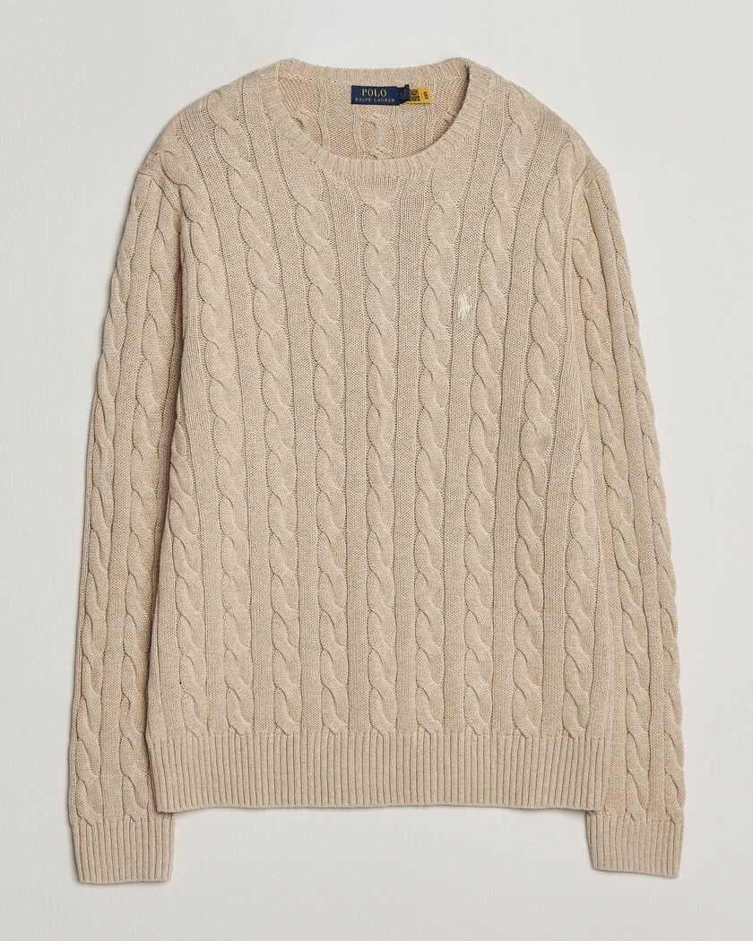Polo Ralph Lauren Cotton Cable Pullover Jicama Brown Heather – Marrón