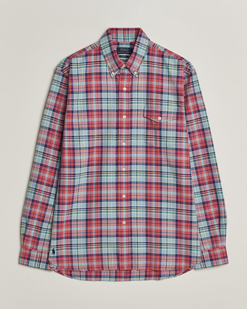 Polo Ralph Lauren Classic Fit Checked Oxford Sport Shirt Red Dusty Blue – Multicolor