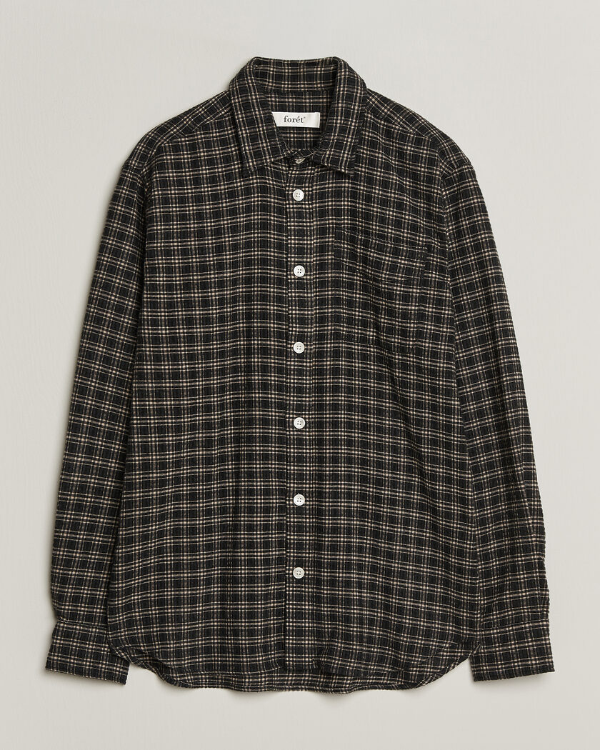 Forét Form Regular Fit Italian Check Shirt Black – Negro